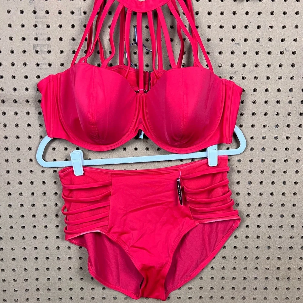 NWT Adore Me Strappy‎ Red Bikini Set 42DD/Large